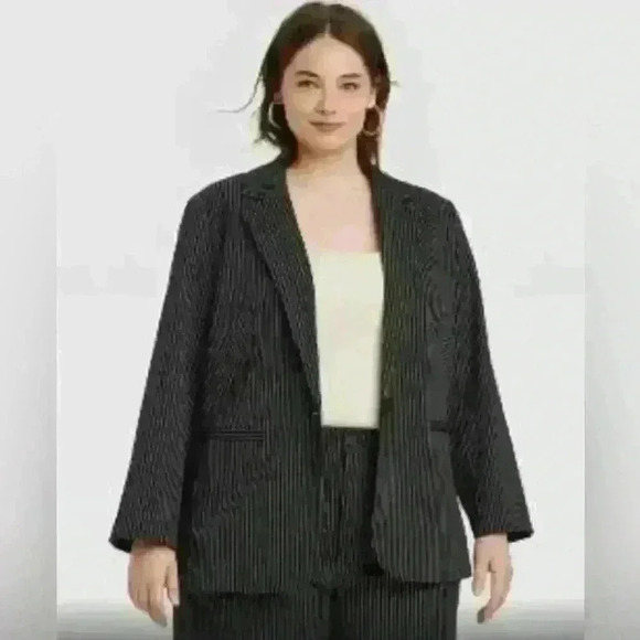 A new day black with white pinstriped blazer size 2x - Picture 1 of 4